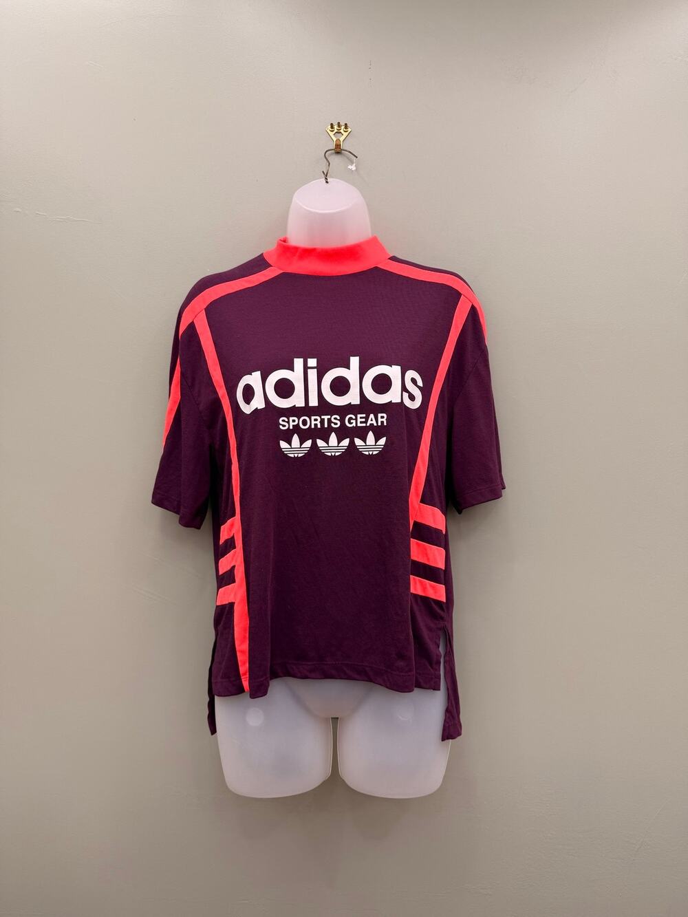 Adidas Originals Sports Gear Jersey Top Small Plum Neon Trefoil Retro Y2K